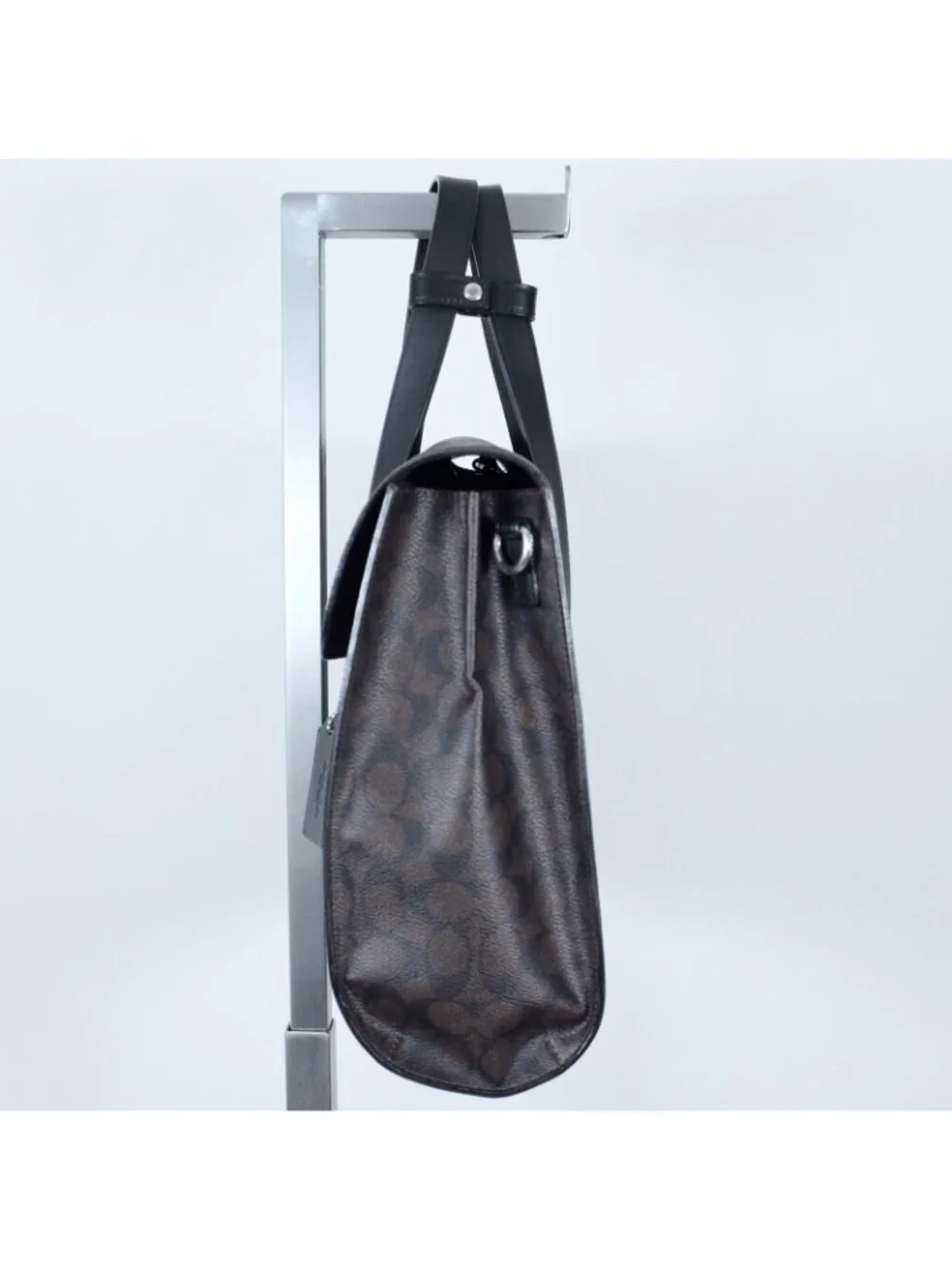 New Mens Coach Flatiron Portfolio Bag Briefcase Signature Canvas Monogram Brown
